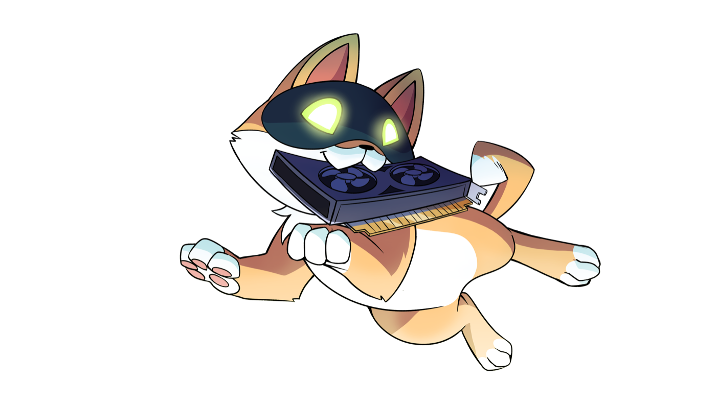 AI Inu biting a GPU